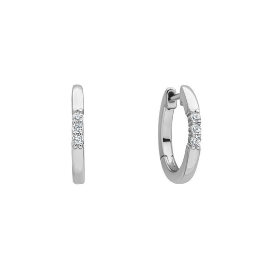 Diamonfire Sterling Silver Triple Cubic Zirconia Hoop Earrings