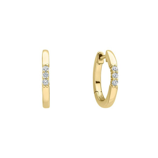 Diamonfire Yellow Gold Plated Triple Cubic Zirconia Hoop Earrings
