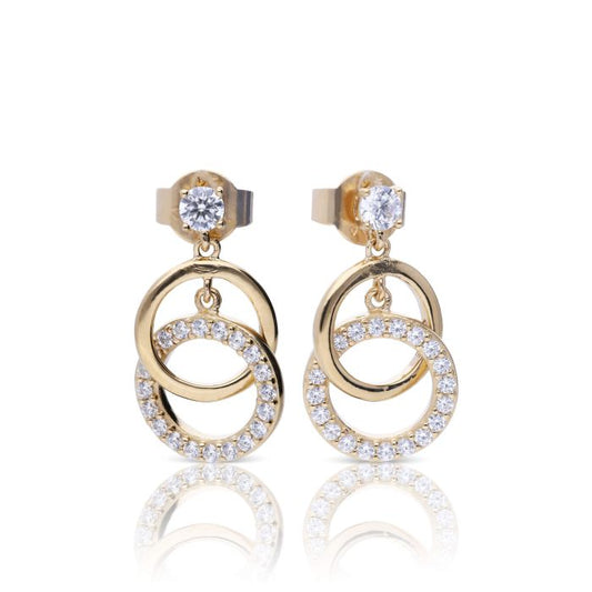 Diamonfire Yellow Gold Plated Cubic Zirconia Double Drop Earrings E6662