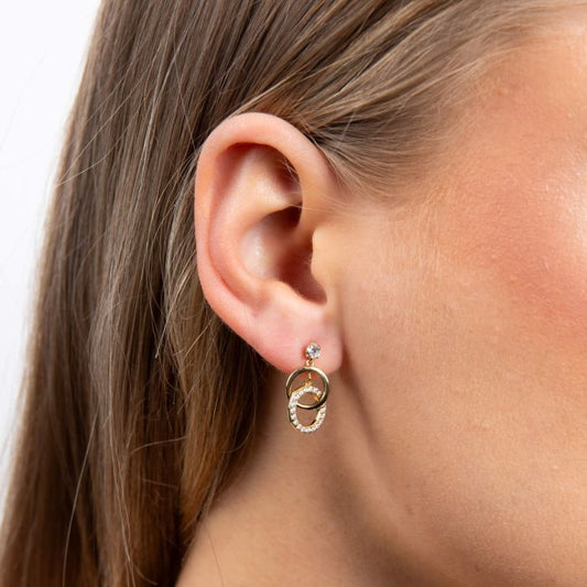 Diamonfire Yellow Gold Plated Cubic Zirconia Double Drop Earrings E6662