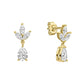Diamonfire Yellow Gold Plated Triple Leaf Cubic Zirconia Drop Earrings