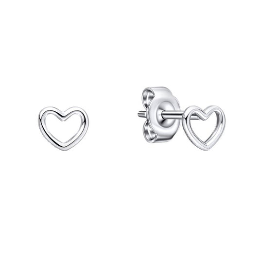 Diamonfire Sterling Silver Mini Cut Out Heart Stud Earrings