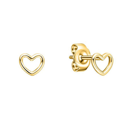 Diamonfire Yellow Gold Plated Mini Cut Out Heart Stud Earrings