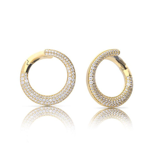 Diamonfire Yellow Gold Plated Cubic Zirconia Hoop Earrings