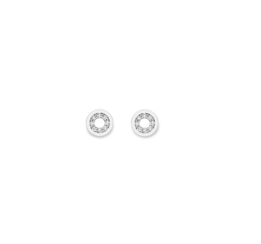 9ct White Gold Cubic Zirconia Circle Studs