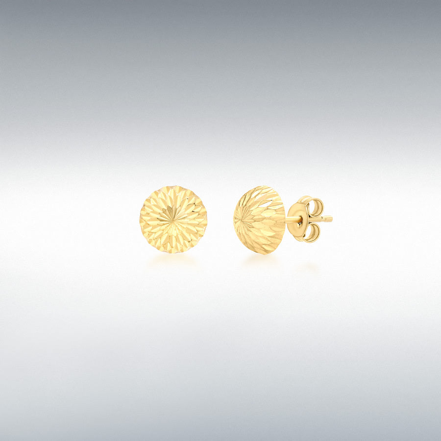 9ct Yellow Gold 8mm Diamond Cut Half-Ball Stud Earrings