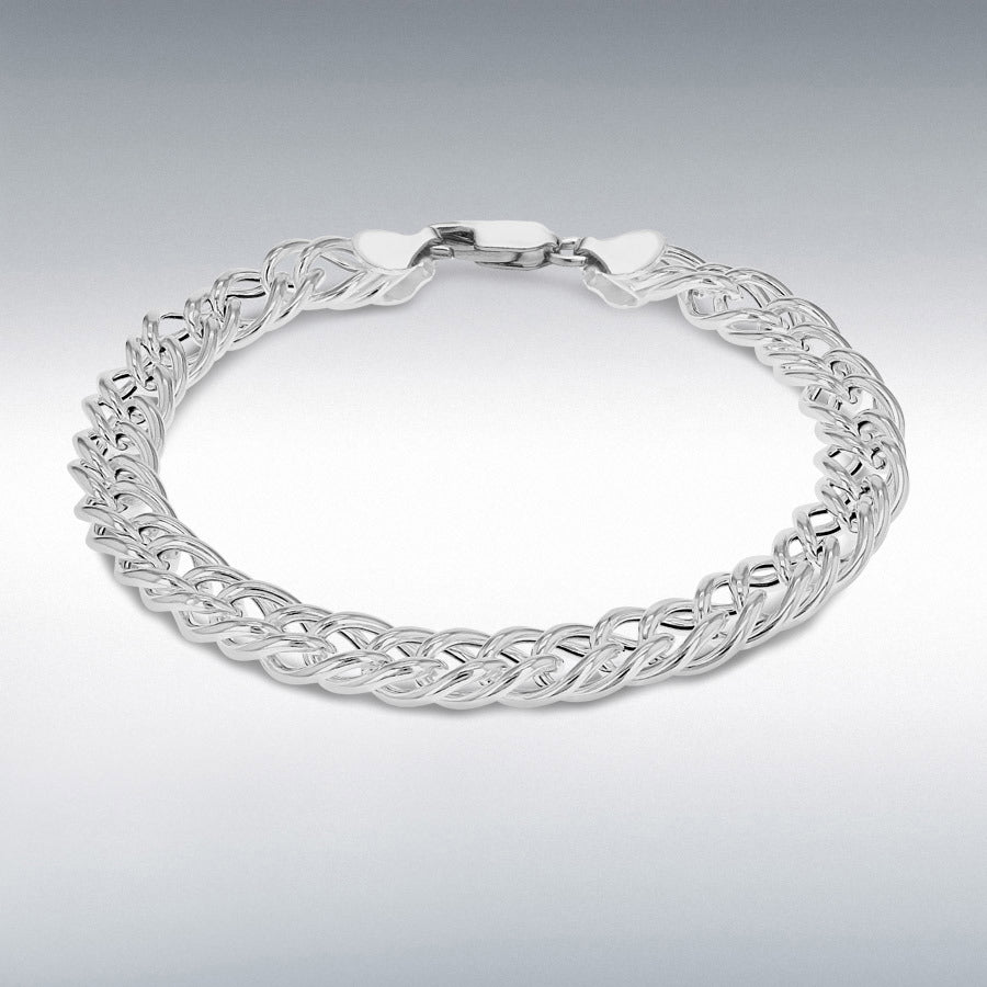 Sterling Silver Double Curb Hollow 20cm Bracelet