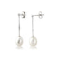 9ct White Gold Diamond And White Freshwater Cultured Pearl Drop Earrings