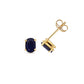 9ct Yellow Gold 6x4mm Blue Sapphire Four Claw Stud Earrings