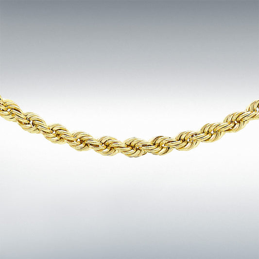 9ct Yellow Gold Hollow Rope Chain 20 inch