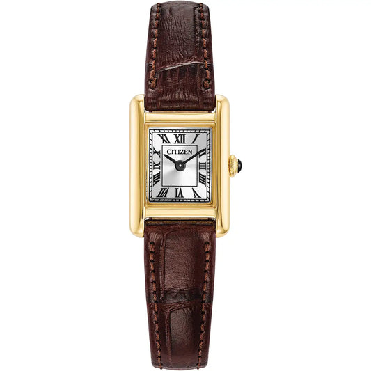 Citizen Fio Roma Brown Leather Strap Watch EG2797-13A