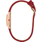 Citizen Fio Red Leather Strap Watch with Rose Gold Tone Stainless Steel EG7123-01A