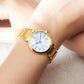 Citizen L Mae Gold Tone Stainless Mother of Pearl Full Roman Numeral Dial with Diamond Bracelet Watch EM1062-57D