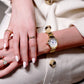 Citizen L Mae Gold Tone Stainless Mother of Pearl Full Roman Numeral Dial with Diamond Bracelet Watch EM1062-57D