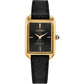 Citizen Eco-Drive Yellow Gold Tone Ladies Black Rectangular Dial Strap Watch EM1192-01E