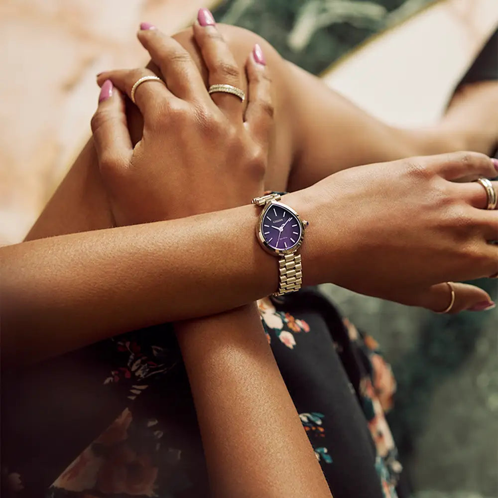 Citizen L Rainell Purple Teardrop Dial Bracelet Watch EM1200-55X