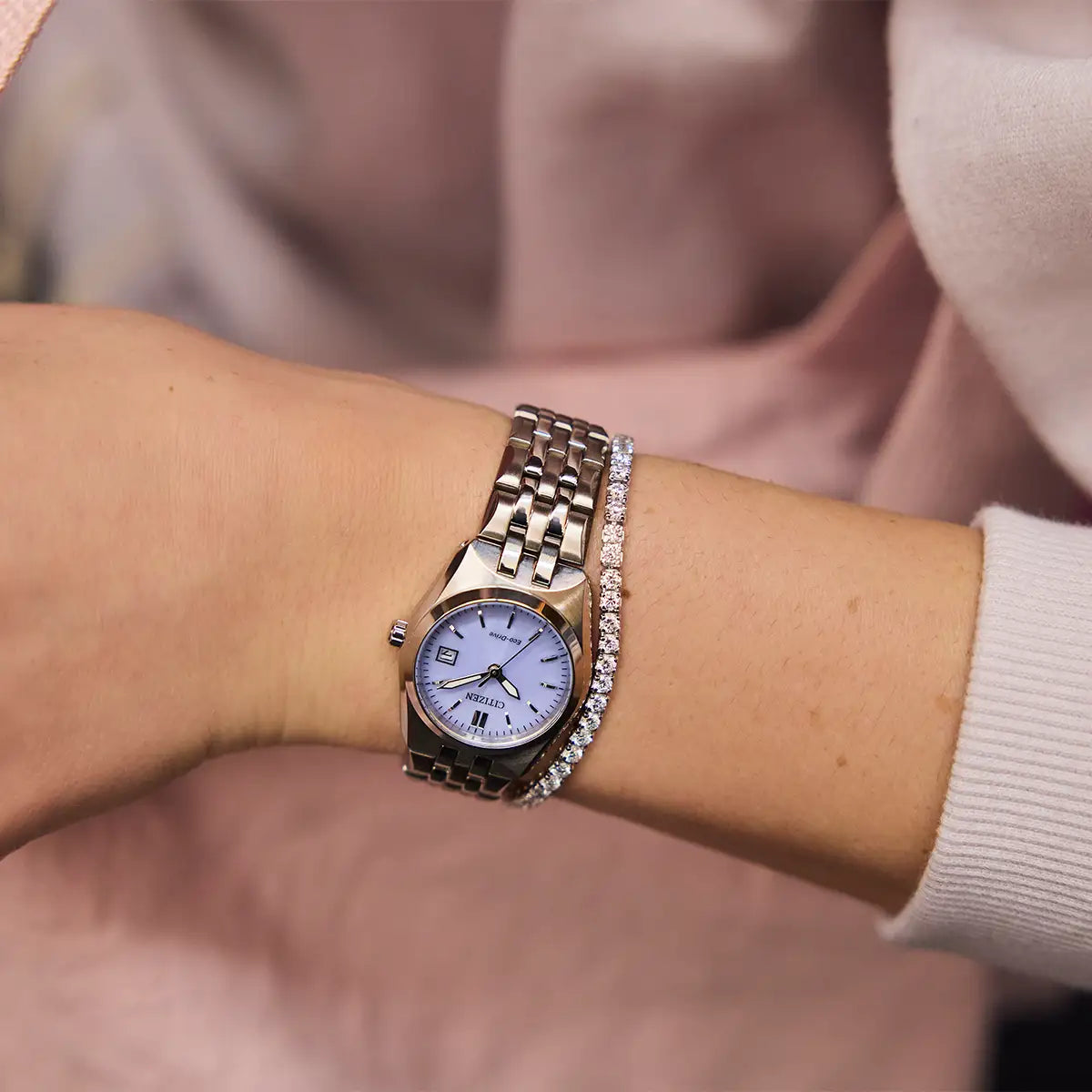 Citizen Corso Round Lilac Dial Stainless Steel Case Bracelet Watch EW2291-51Z