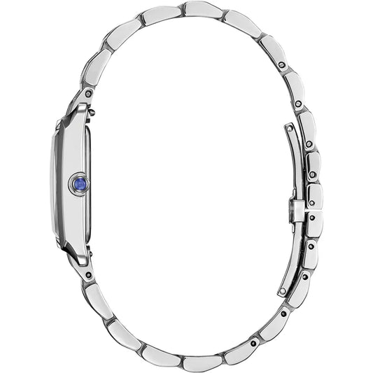 Citizen Ladies Stainless Steel Oblong Blue Mother of Pearl Dial L Bianca Bracelet Watch EW5620-55N