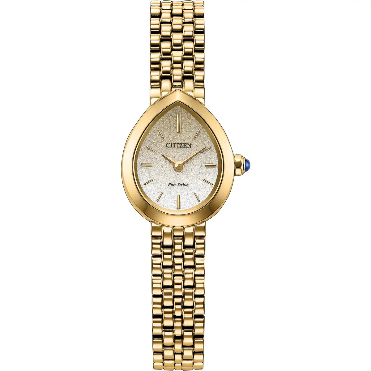 Citizen L Rainell Yellow Gold Plated Stainless Steel Teardrop Glitz Dial Bracelet Watch EX1552-59A