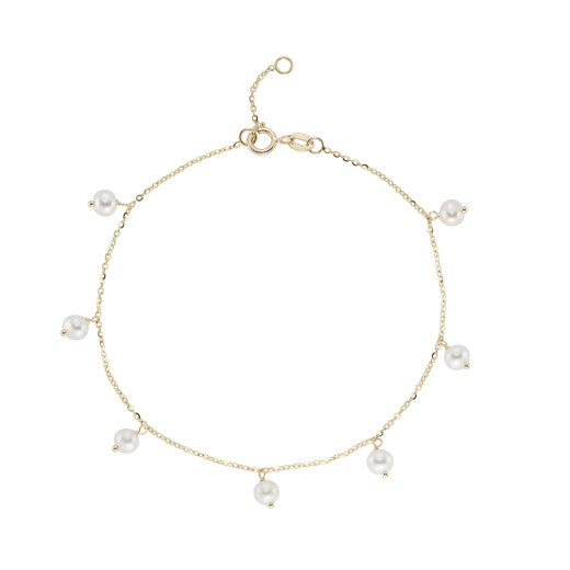 9ct Yellow Gold Freshwater Cultured Pearl Trace Bracelet