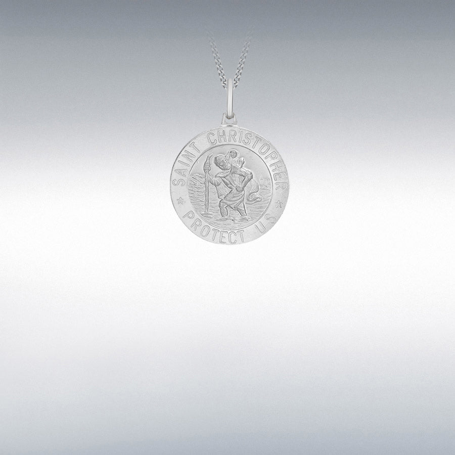 Sterling Silver 24mm Satin Centre St Christopher