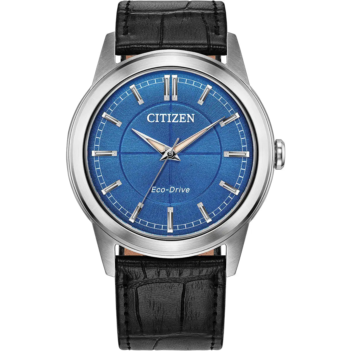 Citizen Rolan Black Leather Strap with Bright Blue Dial Watch FE7130-01L