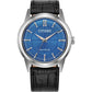 Citizen Rolan Black Leather Strap with Bright Blue Dial Watch FE7130-01L