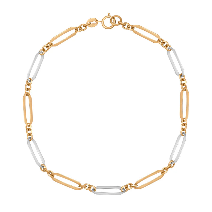 9ct Yellow and White Gold Open Oval Link Bracelet