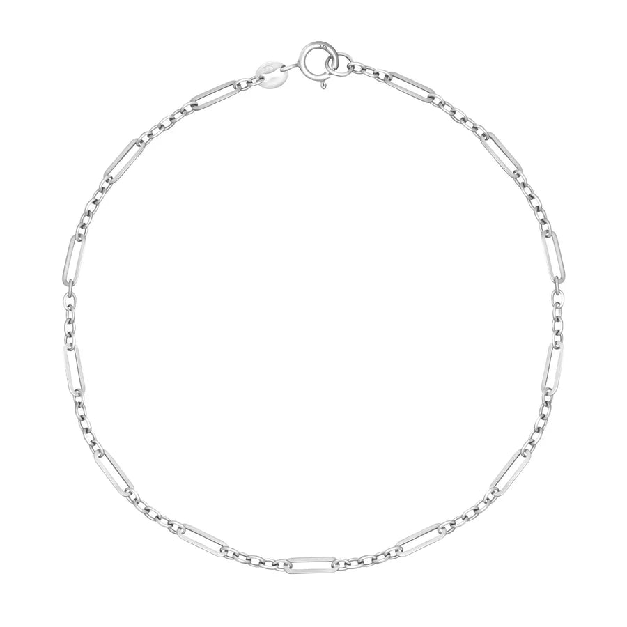 9ct White Gold Figaro Fetter and Five Link Bracelet