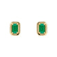 9ct Yellow Gold Rectangular Emerald Stud Earrings