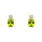9ct Yellow Gold Facetted Cushion Peridot Cluster Stud Earrings