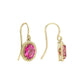 9ct Yellow Gold Oval Pink Topaz Twisted Edge Hook Wire Drop Earrings