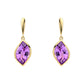 9ct Yellow Gold Flame Cut Amethyst Drop Earrings