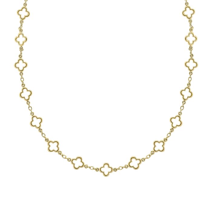 9ct Yellow Gold 18" Open Cut-out Four Leaf Clover Necklace
