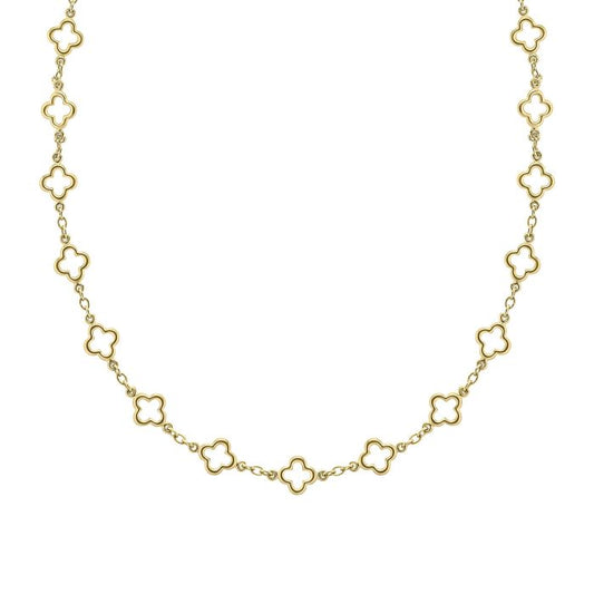 9ct Yellow Gold 18" Open Cut-out Four Leaf Clover Necklace