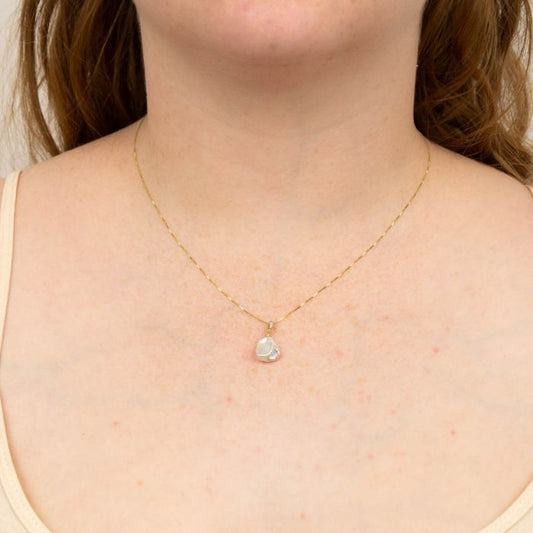 9ct Yellow Gold Keshi Pearl And Diamond Pendant
