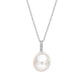 9ct White Gold Baroque Pearl and White Topaz Necklace
