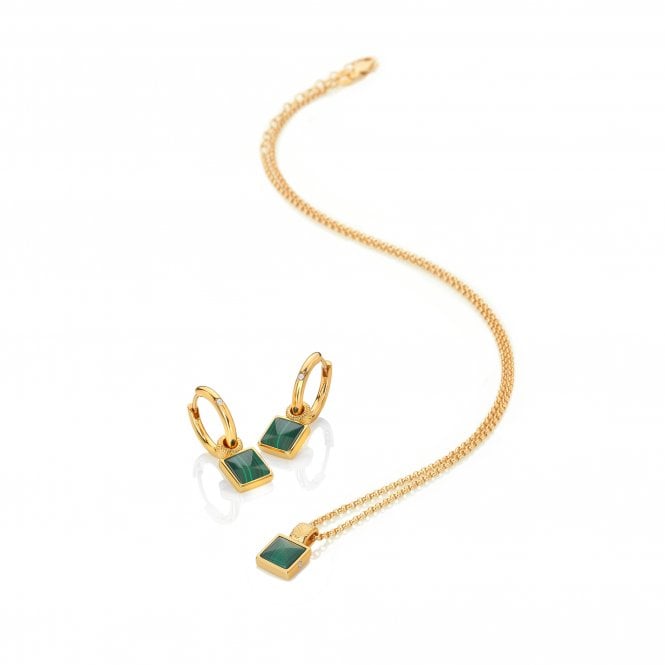 Hot Diamonds X Golden Edit Revive Malachite Necklace and Earrings SS150