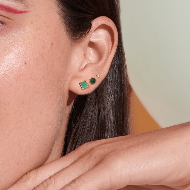 Hot Diamonds x Golden Edit Revive Malachite Stud Earrings DE762