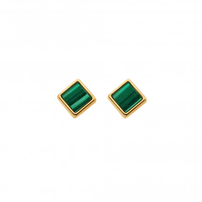 Hot Diamonds x Golden Edit Revive Malachite Stud Earrings DE762