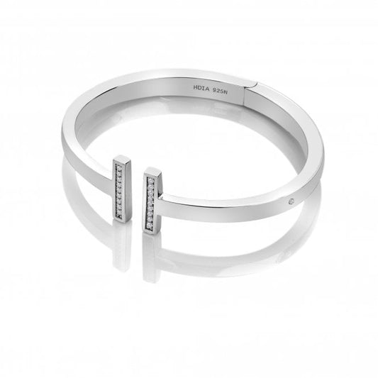 Hot Diamonds X Tasha Sterling Silver Solid T-Bar Hinged Bangle DC202