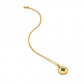 Hot Diamonds x Golden Edit Round Yellow Gold Plated Green Agate Coin Necklace