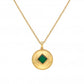 Hot Diamonds x Golden Edit Round Yellow Gold Plated Green Agate Coin Necklace