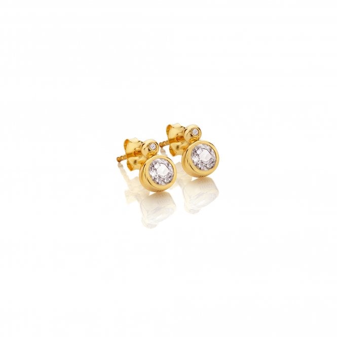 Hot Diamonds x Gem White Topaz Yellow Gold Plated Stud Earrings DE774