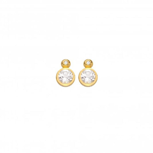 Hot Diamonds x Gem White Topaz Yellow Gold Plated Stud Earrings DE774