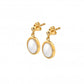 Hot Diamonds x Gem Hot Diamonds Oval Mother of Pearl Yellow Gold Plated Drop Earrings