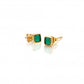 Hot Diamonds x Gem Hot Diamonds Square Green Chalcedony Yellow Gold Plated Stud Earrings