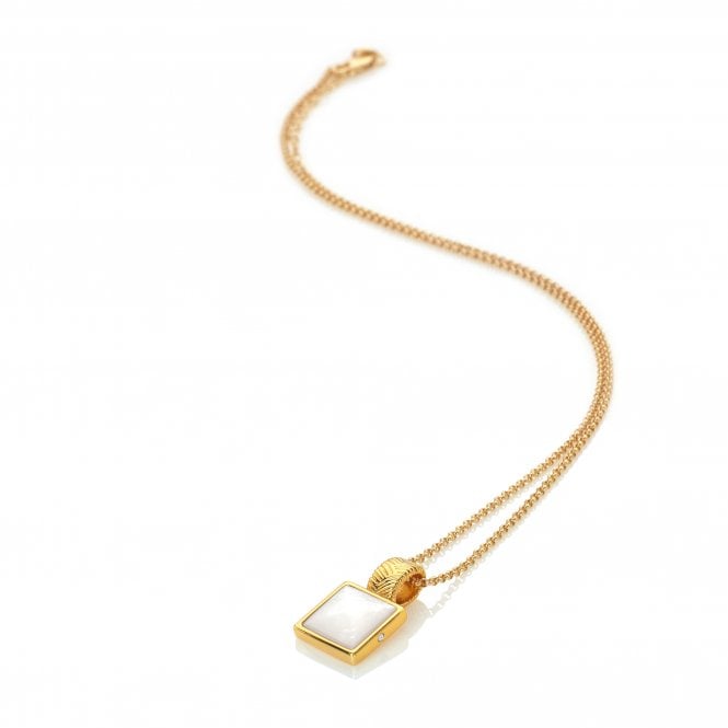 Hot Diamonds x Jac Jossa Yellow Gold Plated Calm Mother of Pearl Square Pendant and Chain DP896