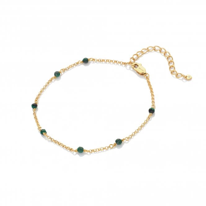 Hot Diamonds x Jac Jossa 18ct Yellow Gold Plated Malachite Bracelet DL646