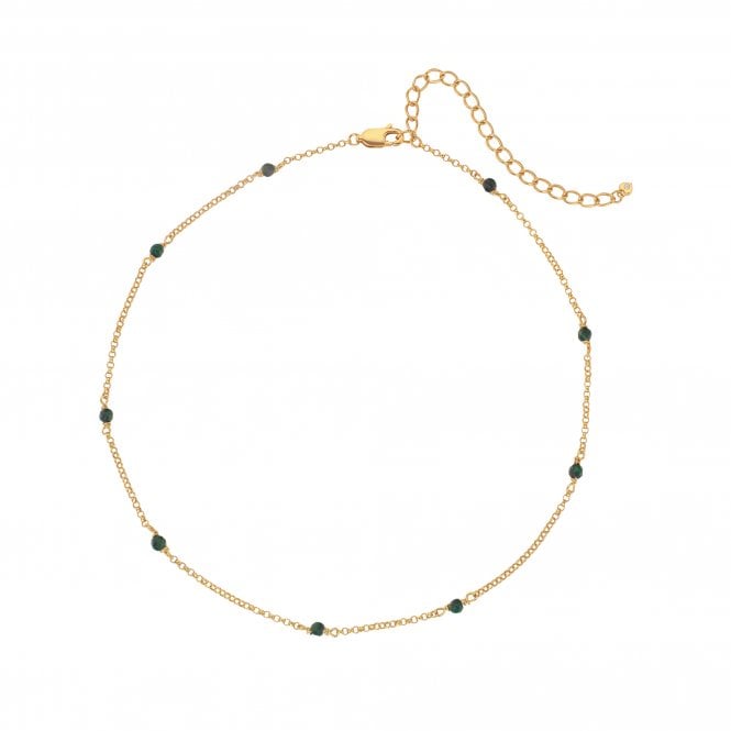 Hot Diamonds x Jac Jossa 18ct Yellow Gold Malachite Choker Necklace DN154